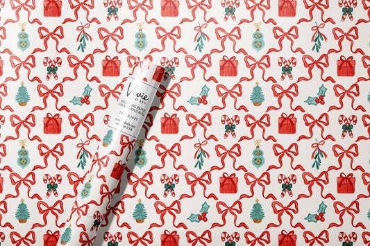 watercolor christmas bows wrapping paper