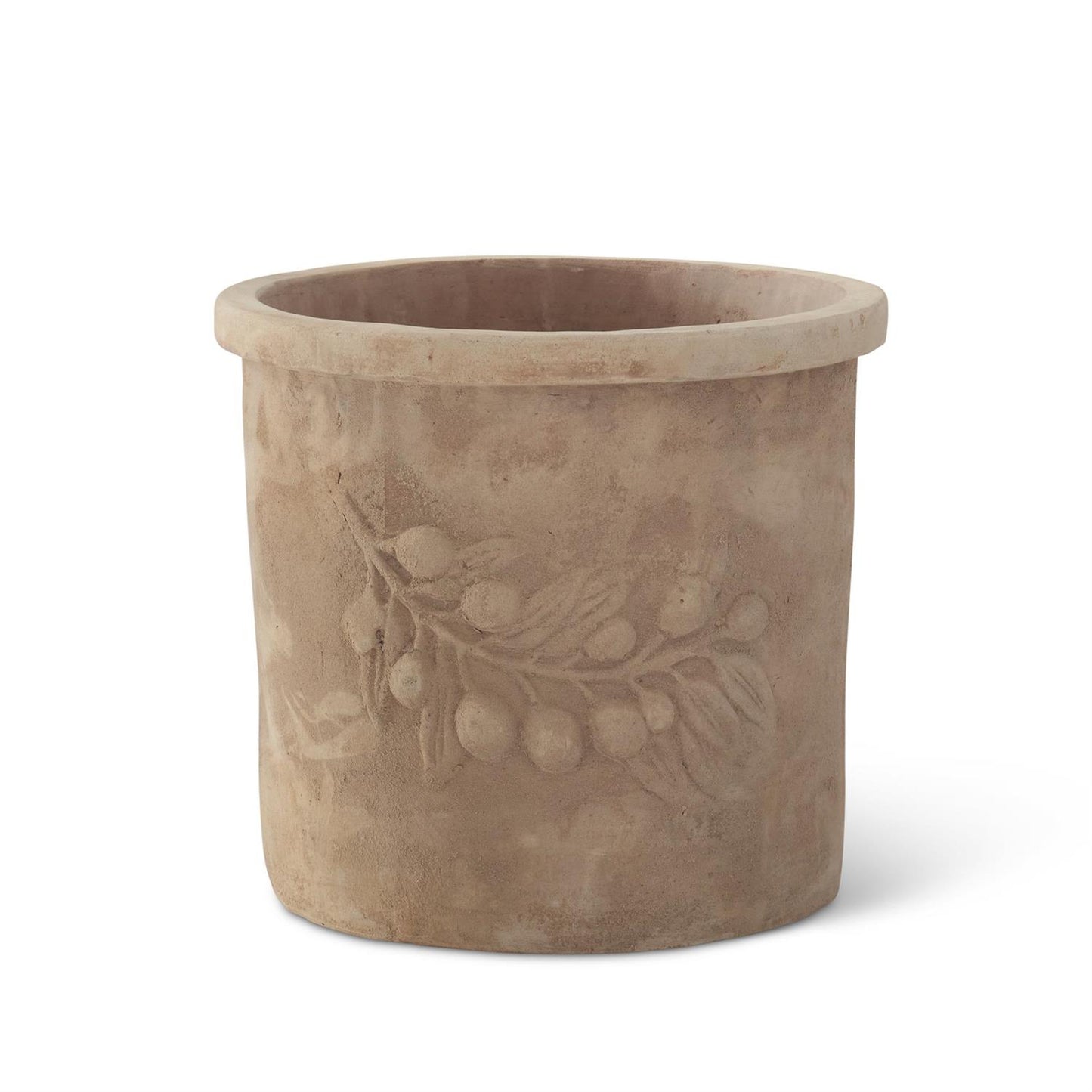 olive branch embossed terracotta planters w/ drains
