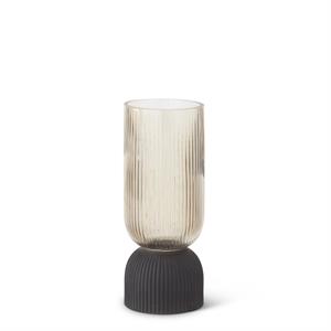 ribbed brown transparent + matte black vases