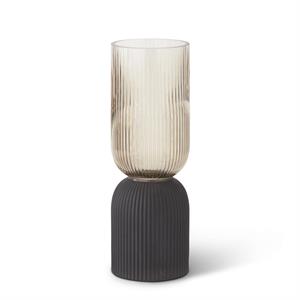 ribbed brown transparent + matte black vases