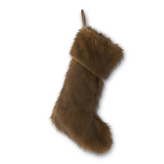 22 inch brown vegan fur stocking