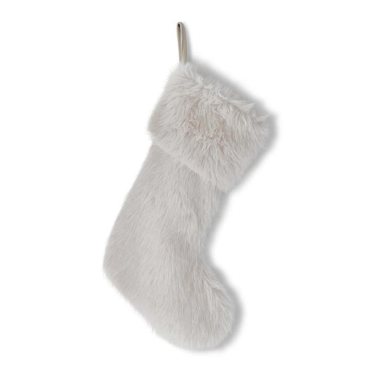 22 inch white vegan fur stocking