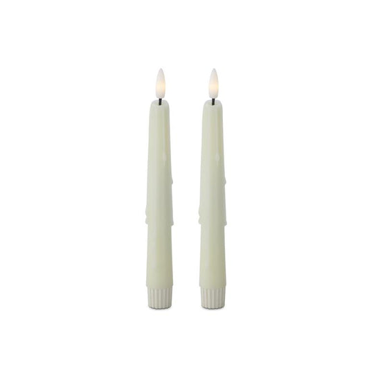 8" cream led drip taper candle w/ timers