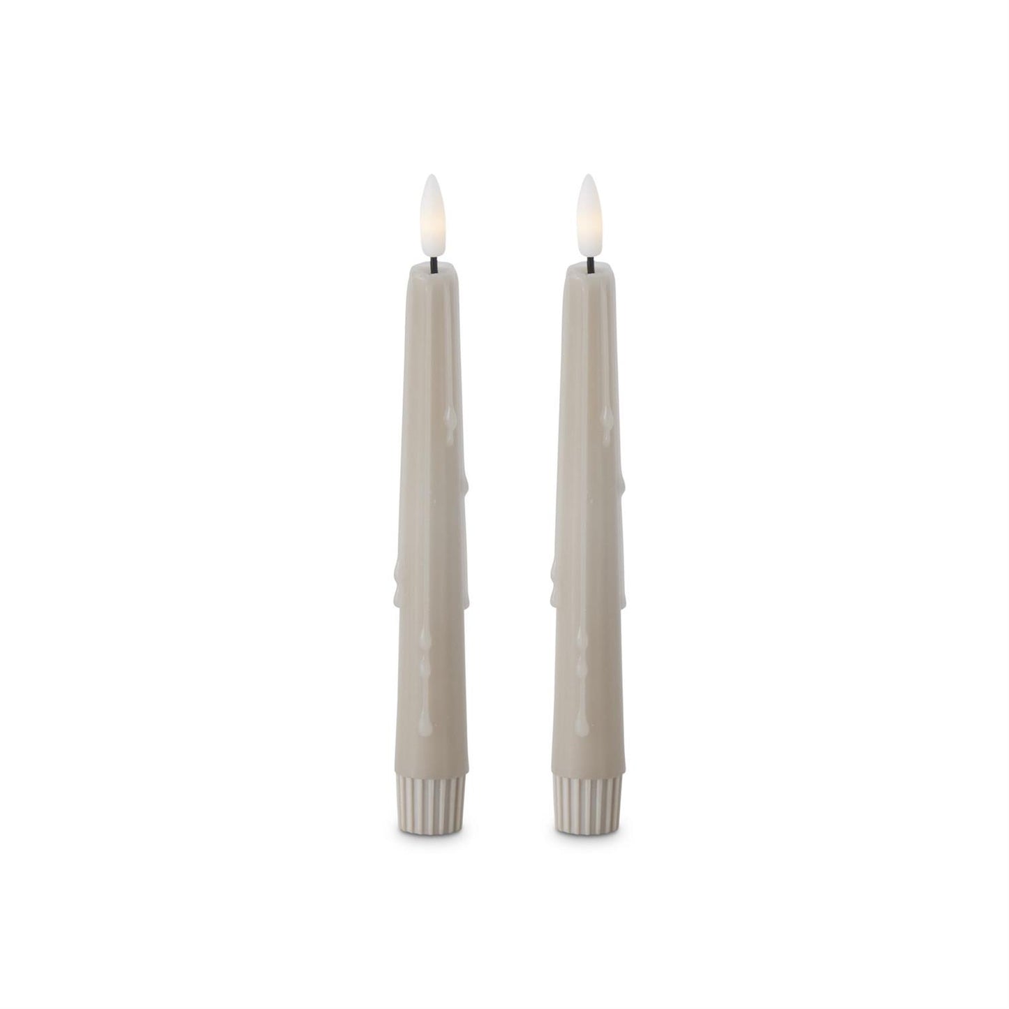 8" taupe led drop taper candle w/ timers
