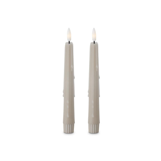 8" taupe led drop taper candle w/ timers