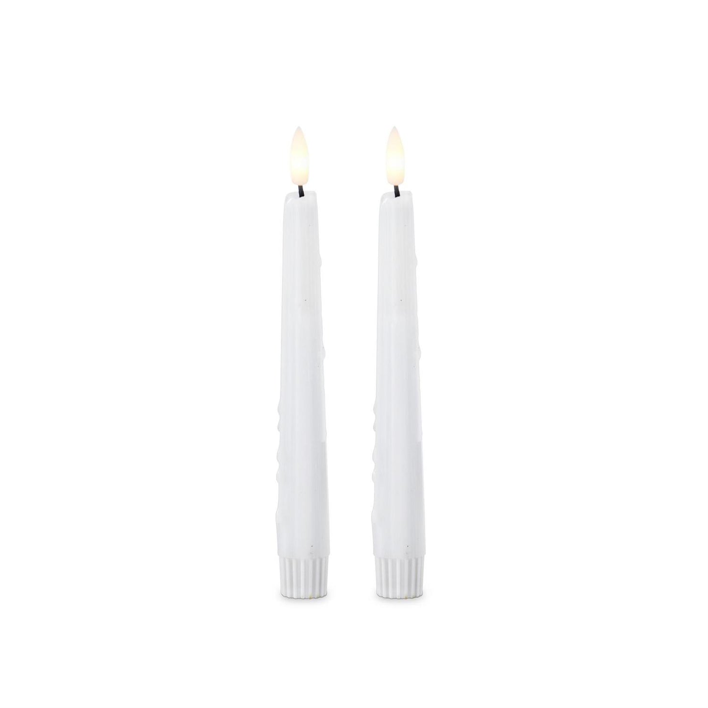 8" white led drop taper candle w/ timers