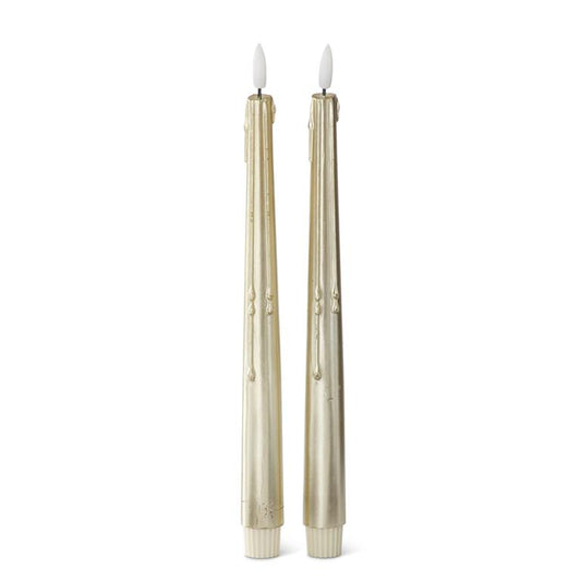 11.5" gold led drip taper candle w/ timers