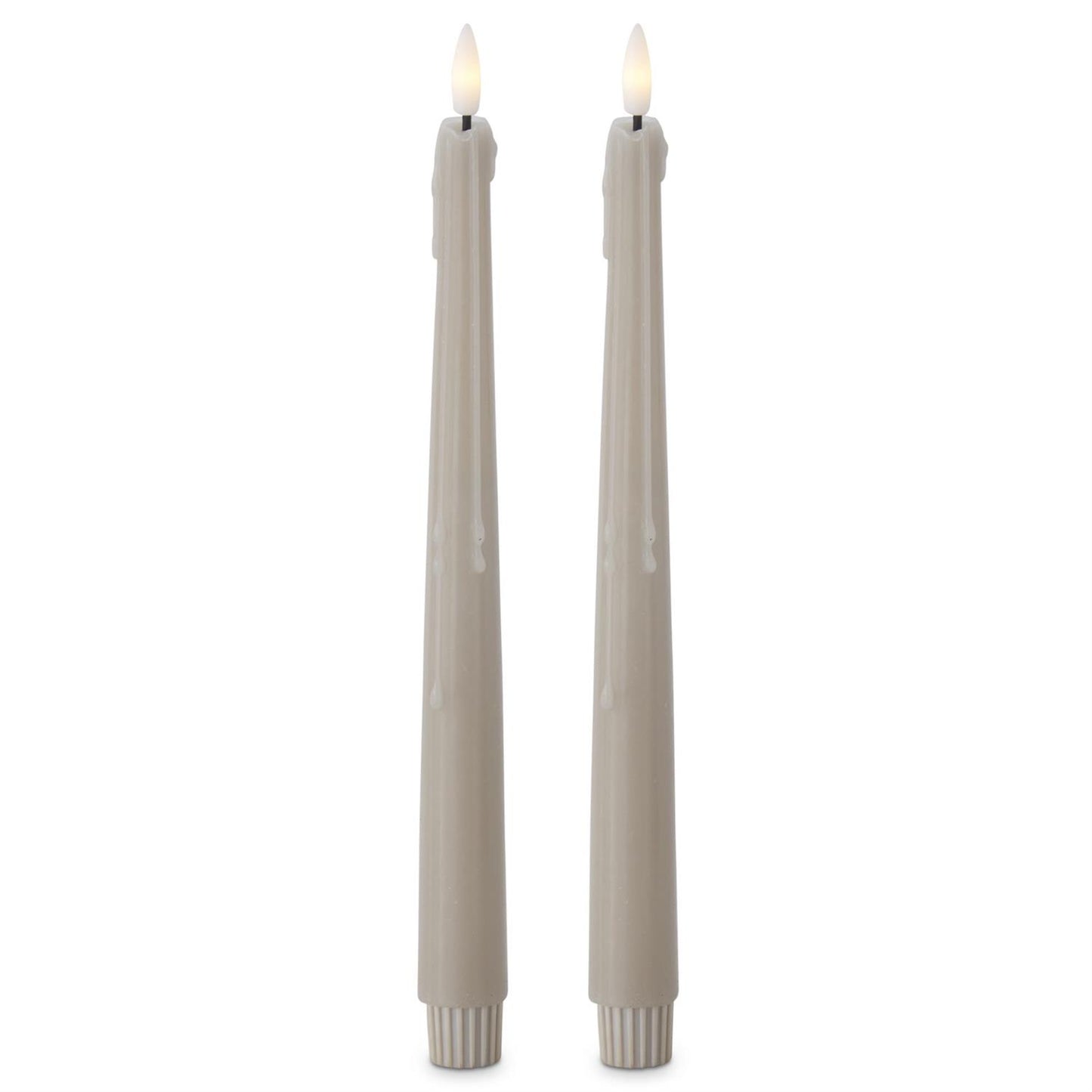 11.5" taupe led drop taper candle w/ timers