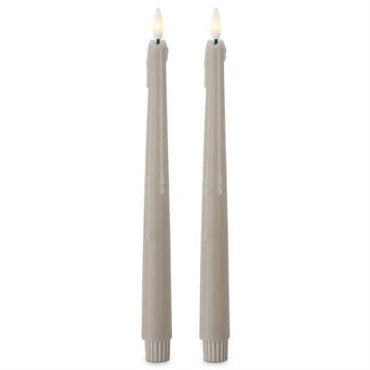 11.5" taupe led drop taper candle w/ timers