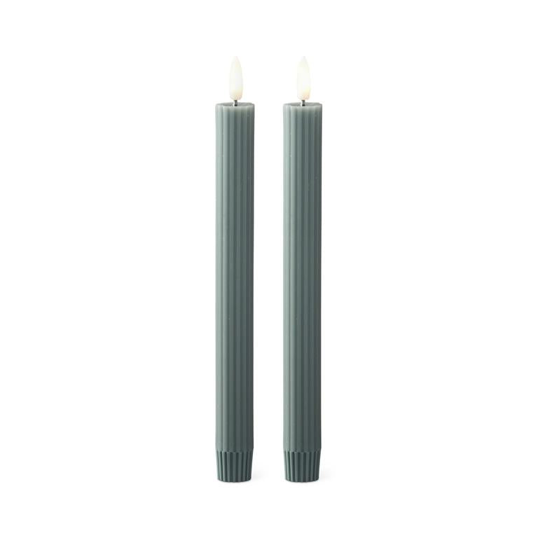 9.75" dark green thin led taper candle