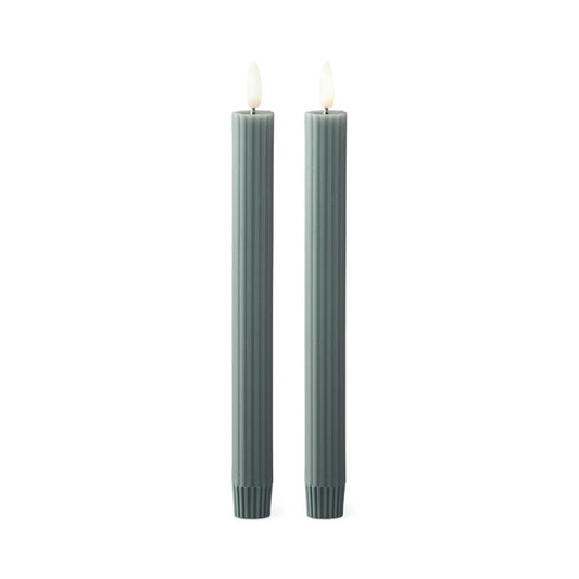 9.75" dark green thin led taper candle