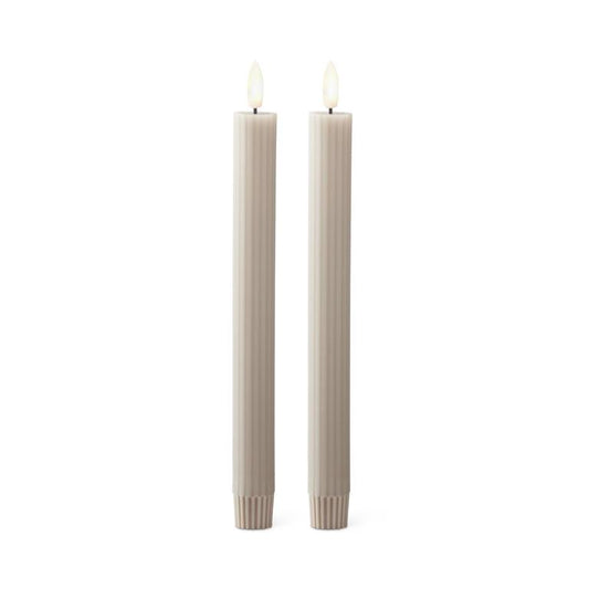 9.75" taupe thin led taper candle