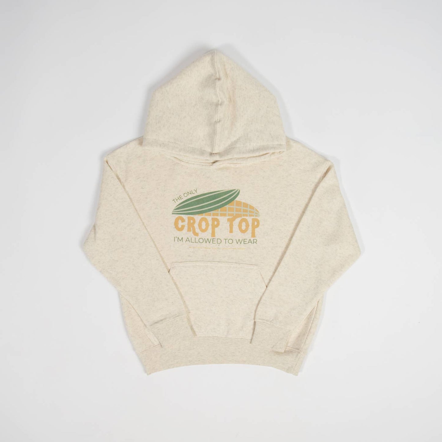 ‘crop top’ toddler graphic heather natural hoodie