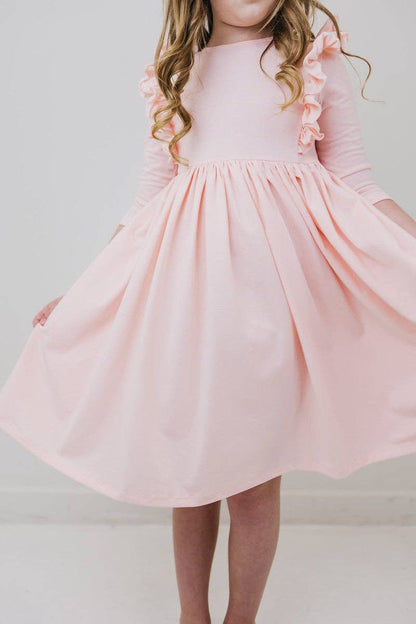 3/4 ruffle twirl dress - petal pink - Ivory Soul