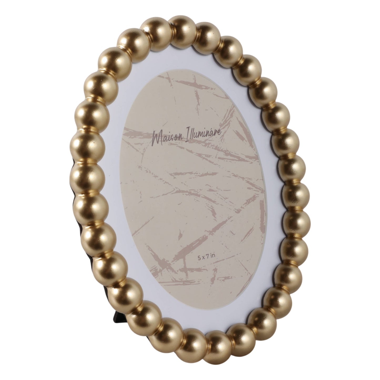 gold glass matted round beaded photo frame