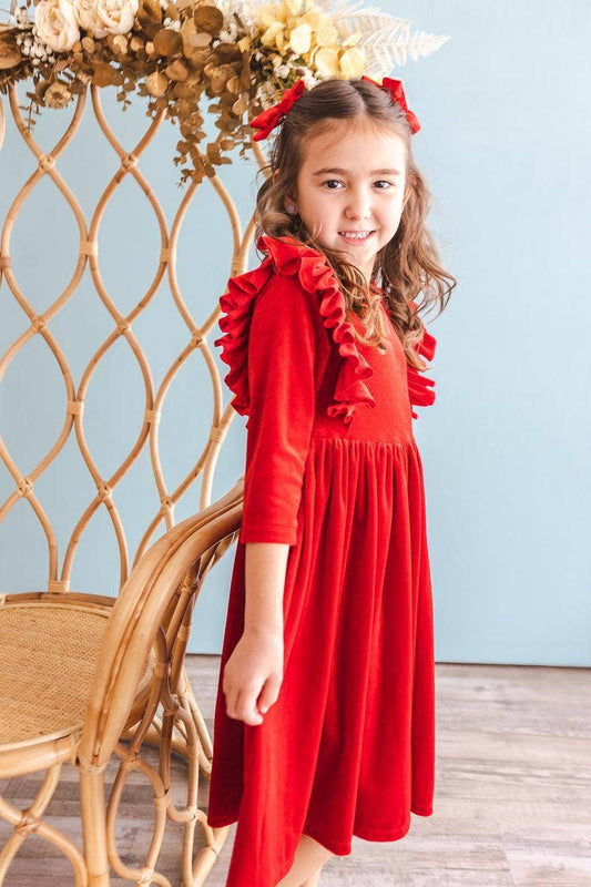 ruffle twirl dress - red velvet