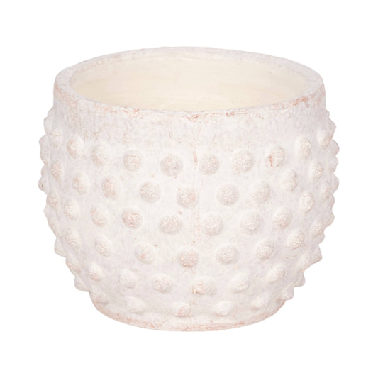 white terracotta round bubble rough finish planter