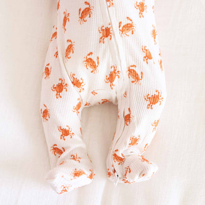 cutie crabs bamboo waffle zipper footie