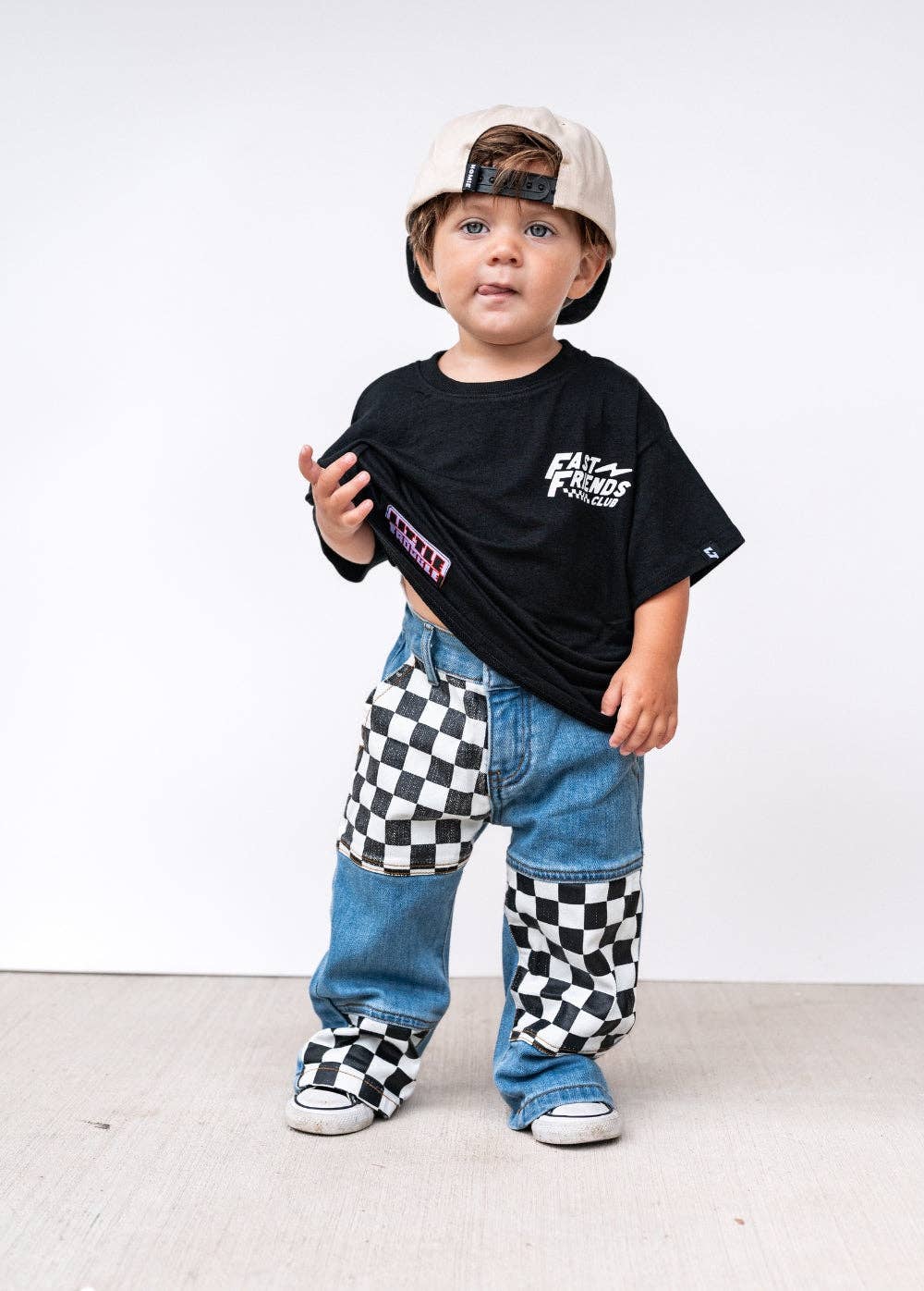 checker patch baggy jeans