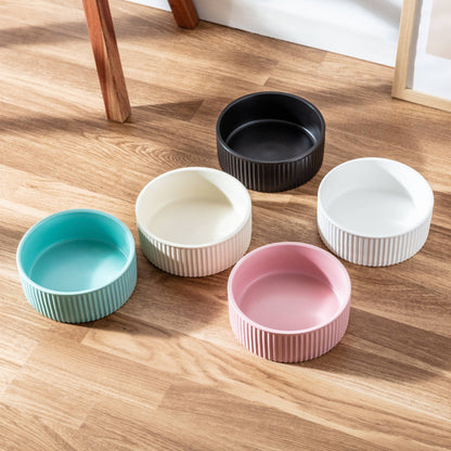 jardin ribbed pet bowl collection – modern matte exterior