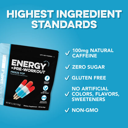 freeze pop energy + pre workout | 30 servings