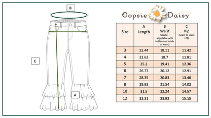 kids khaki denim double ruffle pant jeans