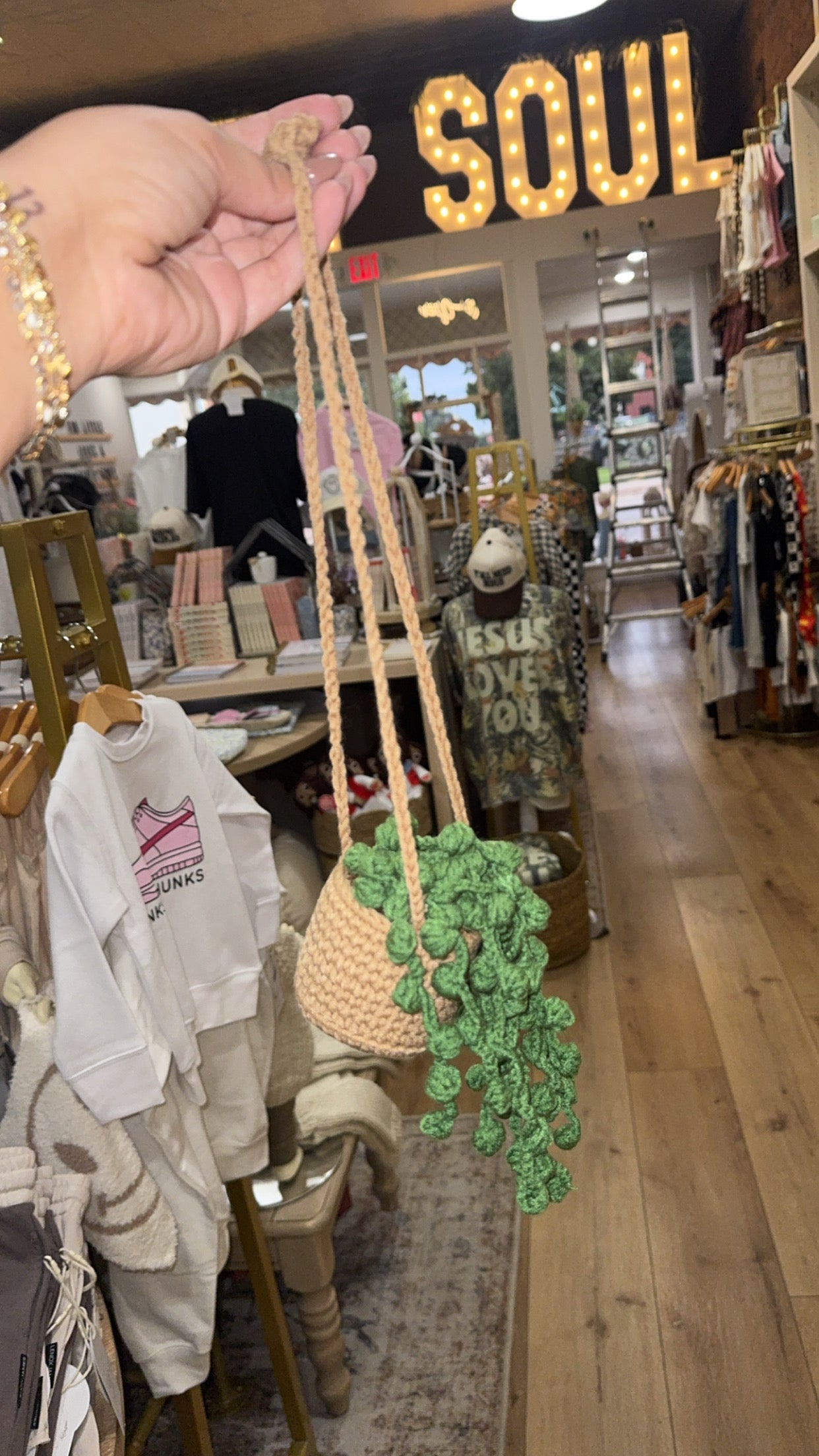 handmade crochet hanging plant