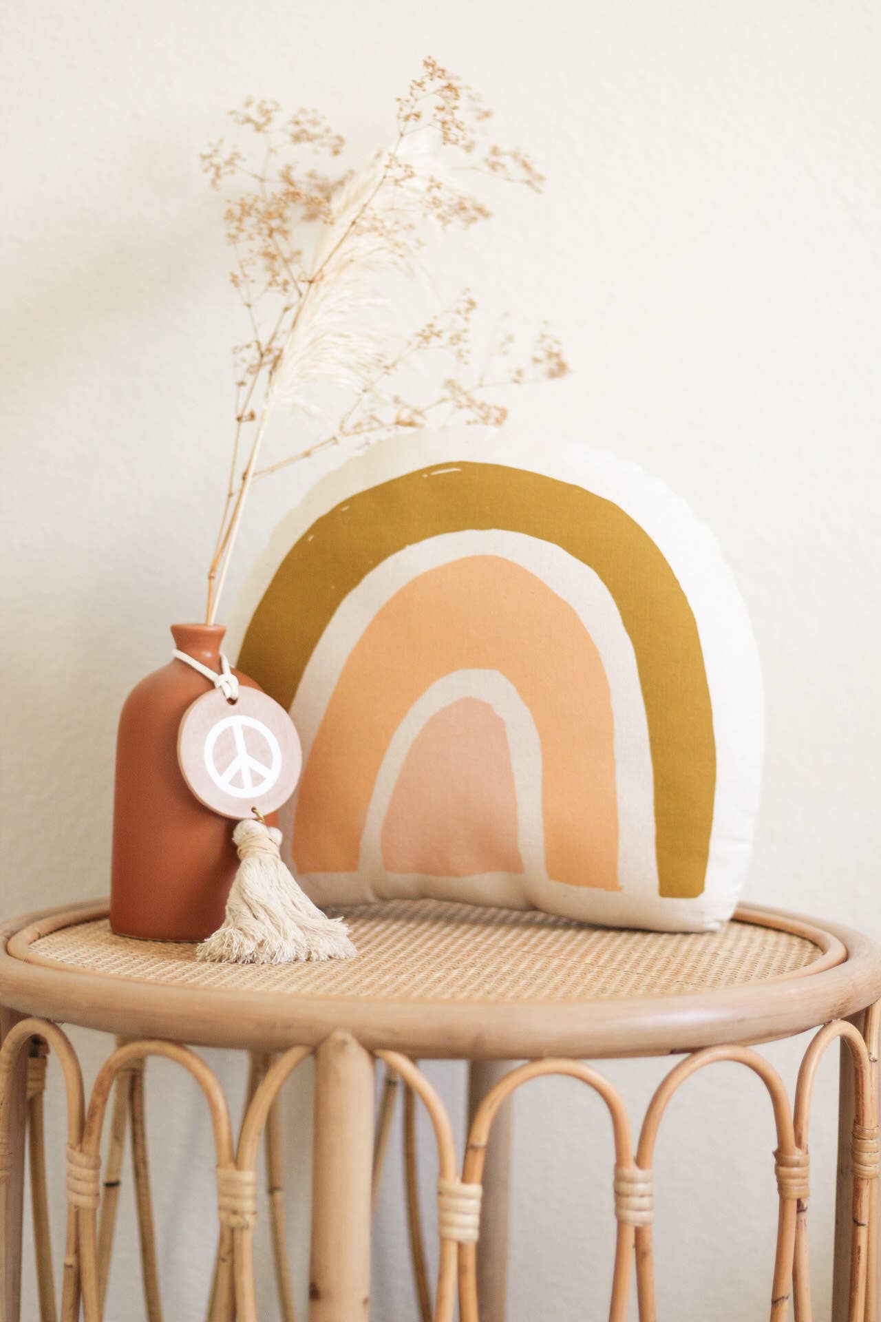 mod rainbow canvas pillow