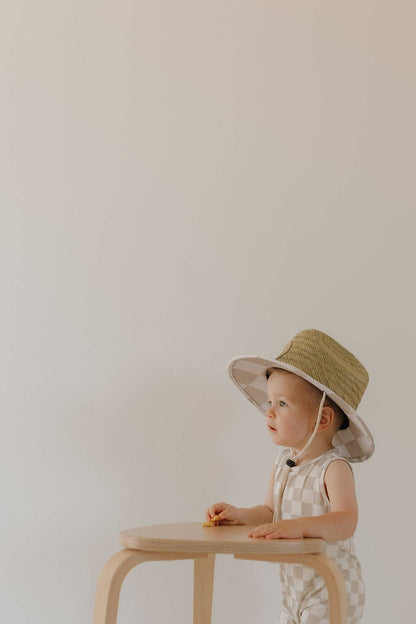 straw hat | checkerboard