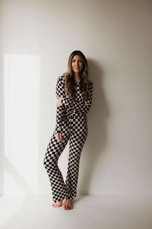 Women's Bamboo Pajamas | Black Checkerboard