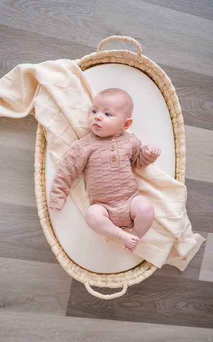 organic knit bodysuit - mocha checker