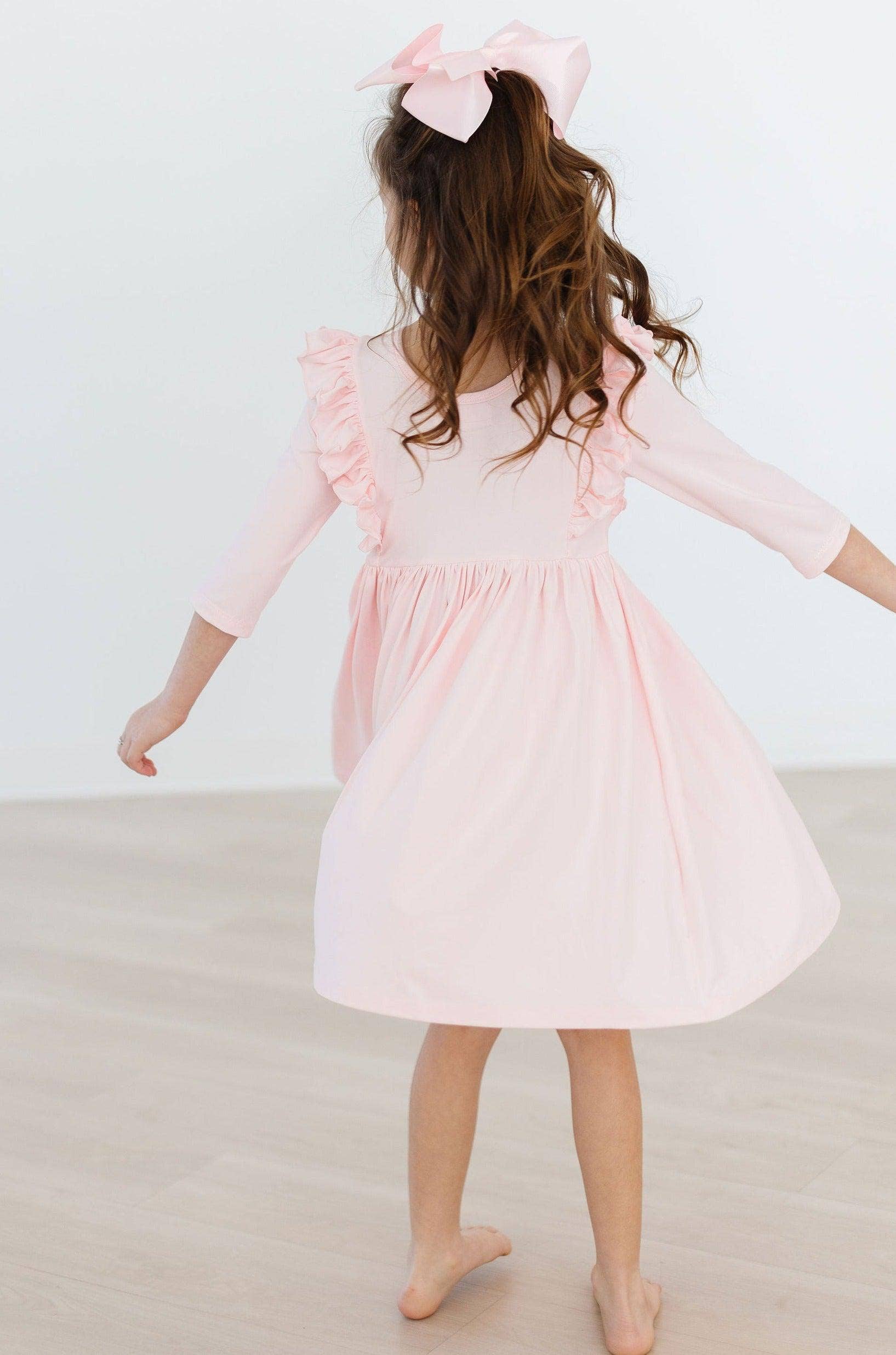 3/4 ruffle twirl dress - petal pink - Ivory Soul