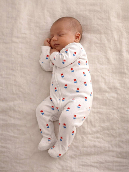 popsicle / organic pointelle 2-way zip footie