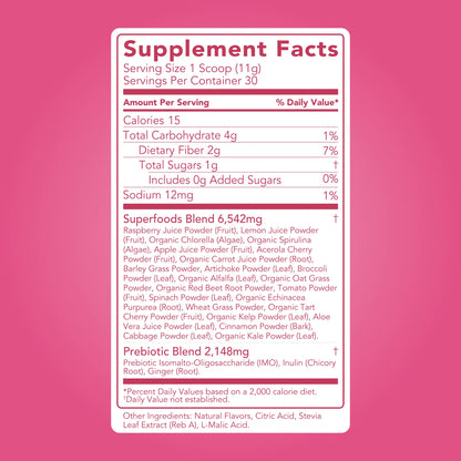 raspberry lemonade super greens mix | 30 servings