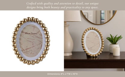 gold glass matted round beaded photo frame