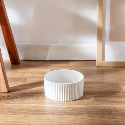 jardin ribbed pet bowl collection – modern matte exterior