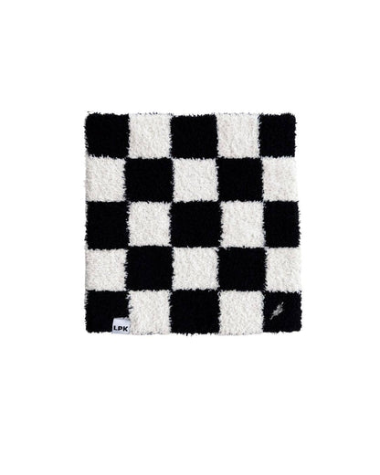 checkered plush lovey | black