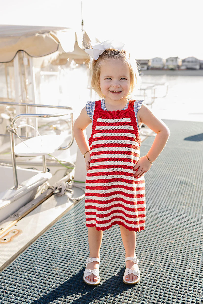 red stripe knit cover-up dress