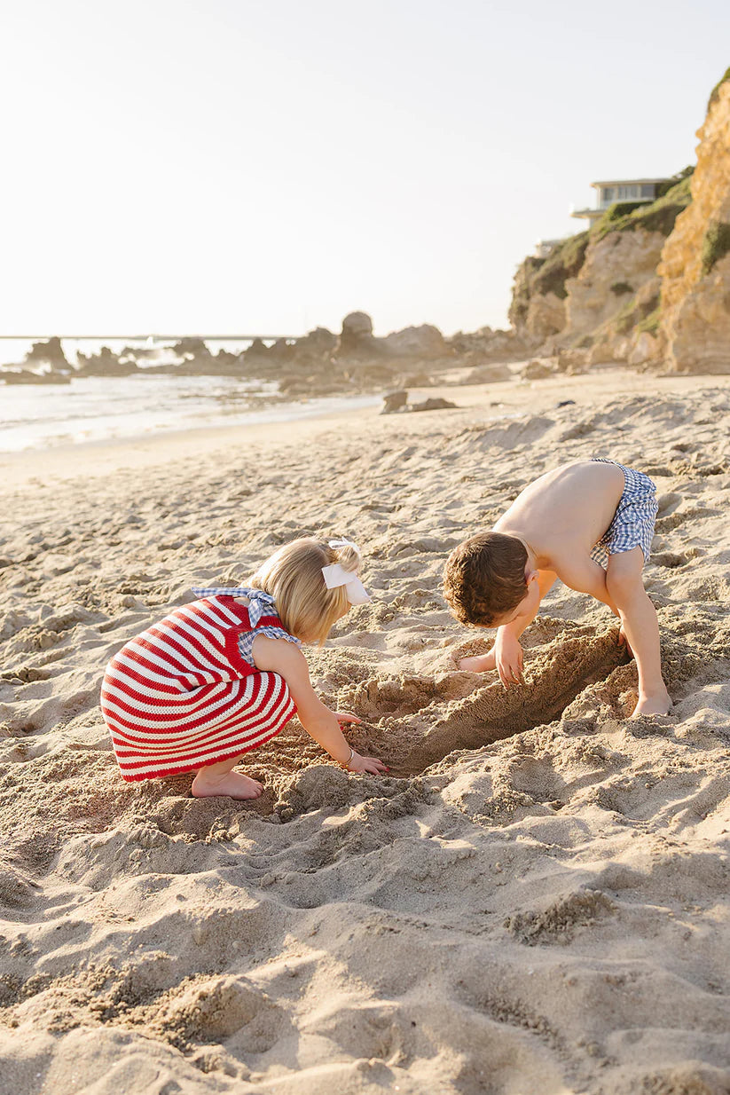 red stripe knit cover-up dress