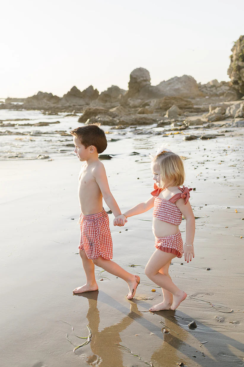 gingham ruched bikini set