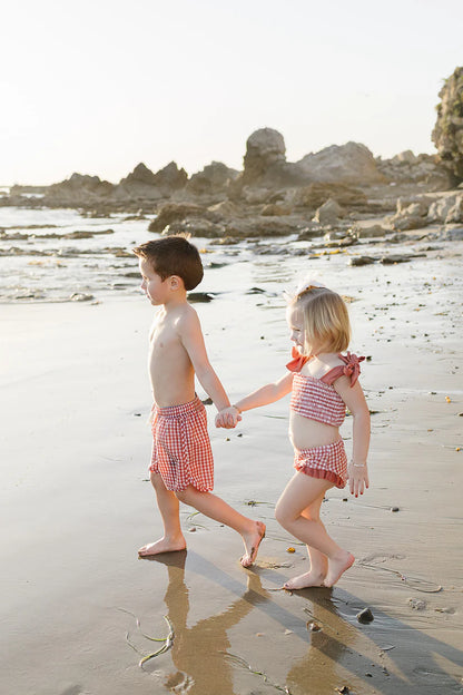 gingham ruched bikini set