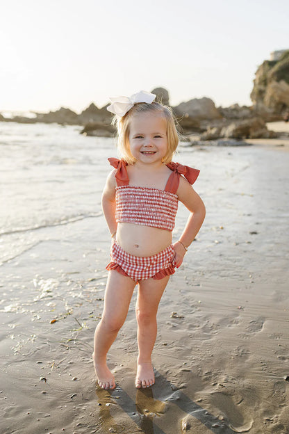 gingham ruched bikini set