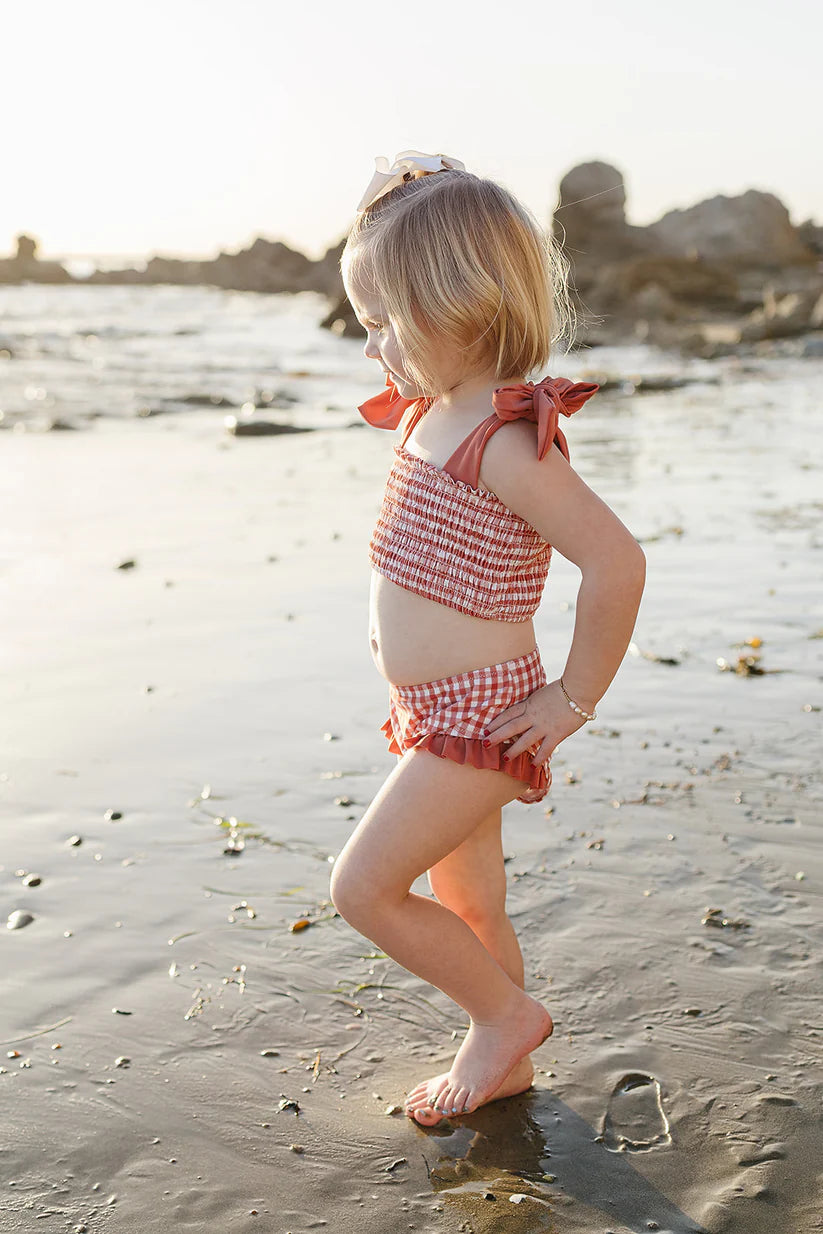 gingham ruched bikini set