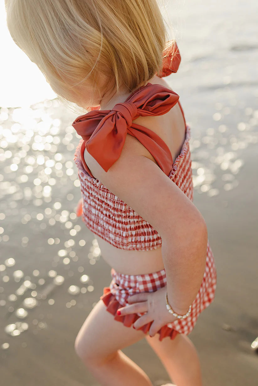 gingham ruched bikini set