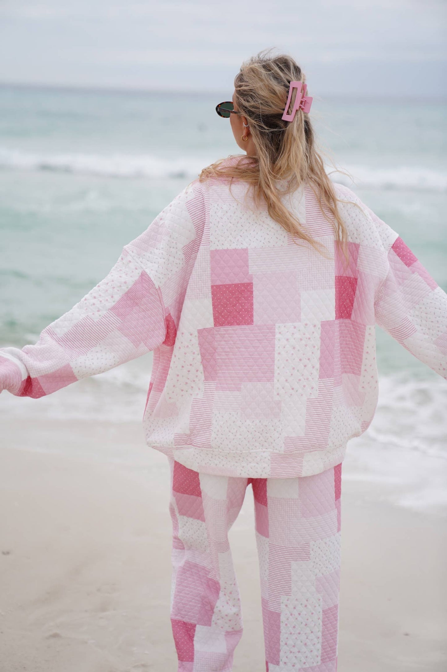 margo quilted patchwork mockneck sweatshirt