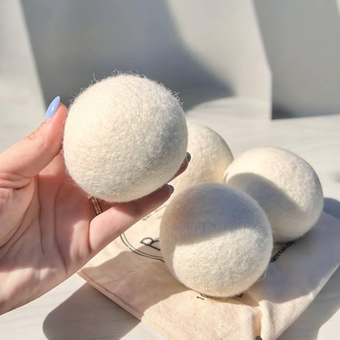set of 6 organic wool dryer balls | white | earth day