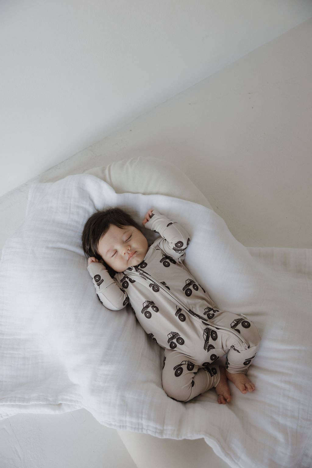 monster truck bamboo zip pajamas