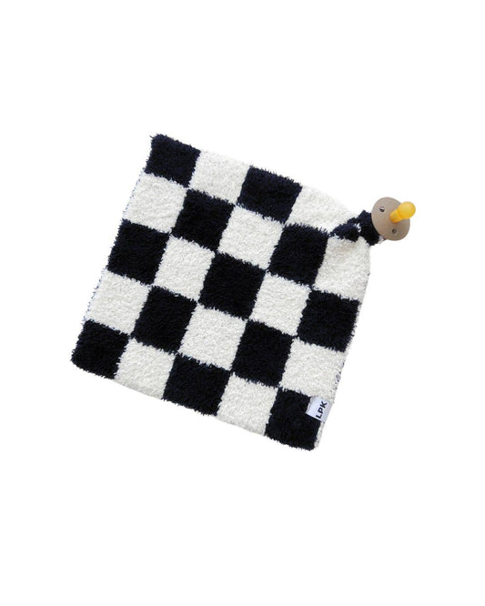 checkered plush lovey | black