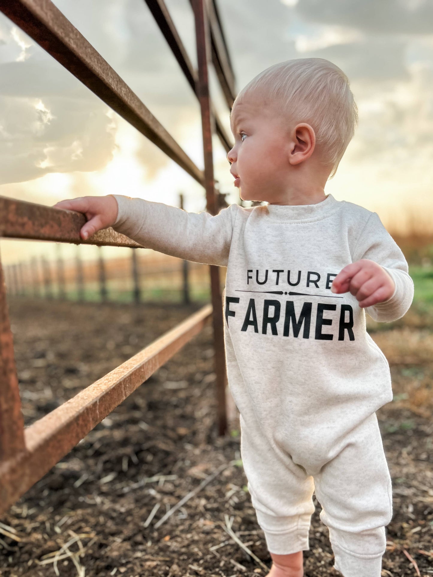 western ‘future farmer’ baby fleece one piece