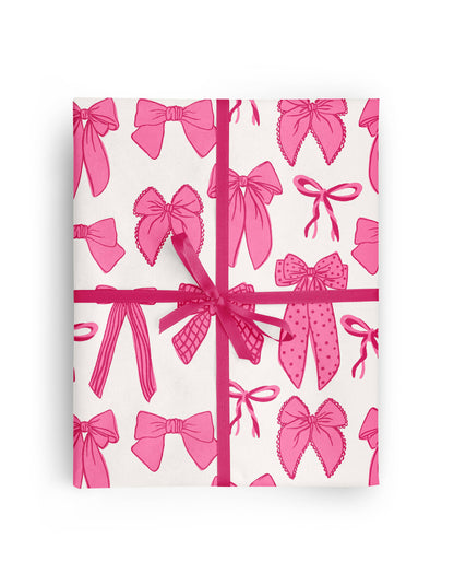 pink and red bows wrapping paper roll